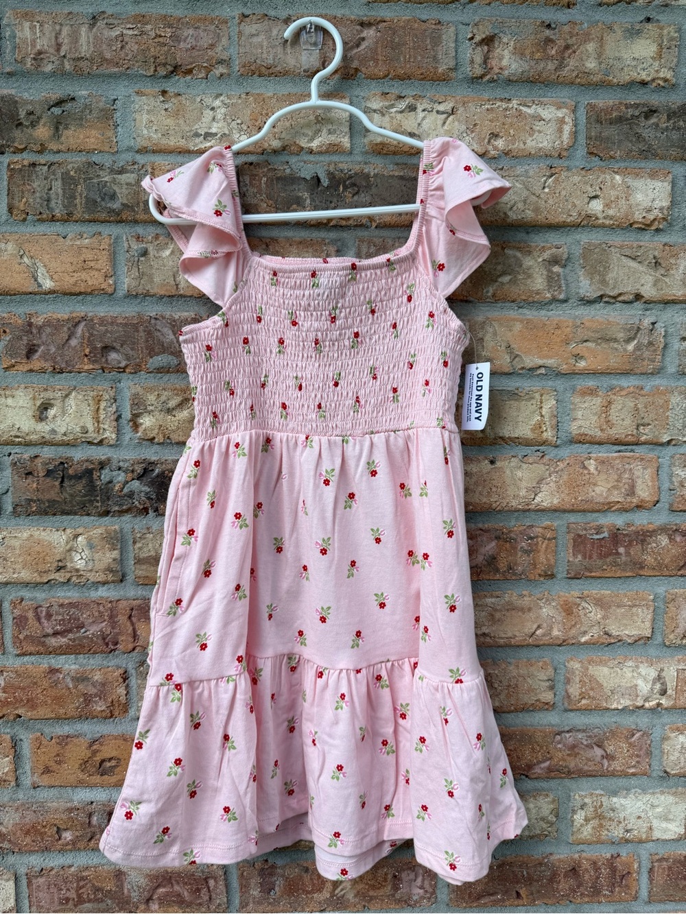 Old Navy Light Pink Floral Ruffle-Strap Girls Dress